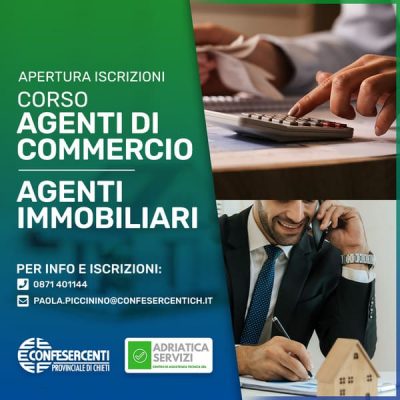 Apertura iscrizioni Coso agente di commercio e agente immobiliare Settembre 2023