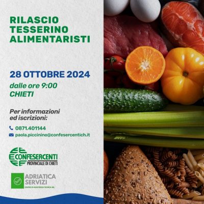 Rilascio tesserino alimentaristi 28 Ottobre 2024 – Chieti