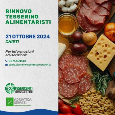 Rinnovo tesserino alimentaristi 21 ottobre 2024 – Chieti