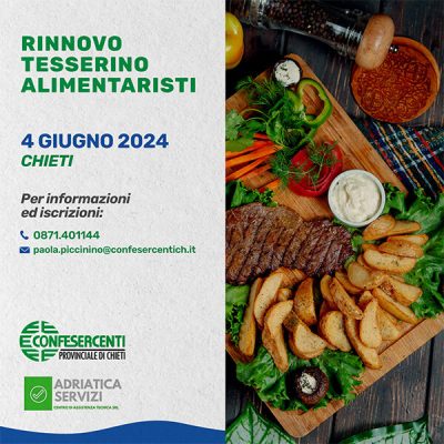 Rinnovo tesserino alimentaristi 4 Giugno – Chieti