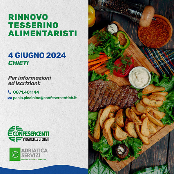 Rinnovo tesserino alimentaristi 4 giugno